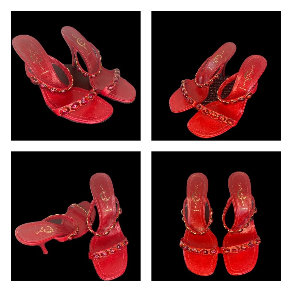 COPY - Casadei Red Leather Strappy Sandals Size 8 1/2